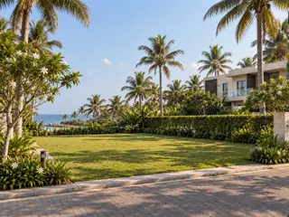 Open landscaped villa land beside the coast