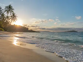 Soft sunlight and waves along the seashore
